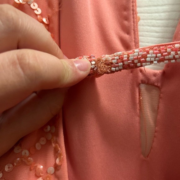 NWT Mac duggal dress size 12. Beautiful beading and coral color - Picture 8 of 11